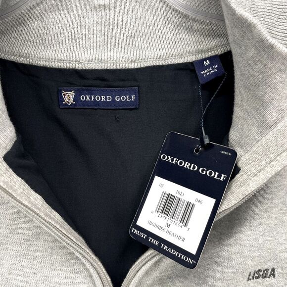 Oxford Golf Vest Men's Medium‎ Gray Knit Quarter Zip Lined High Rise Heather - Picture 11 of 16